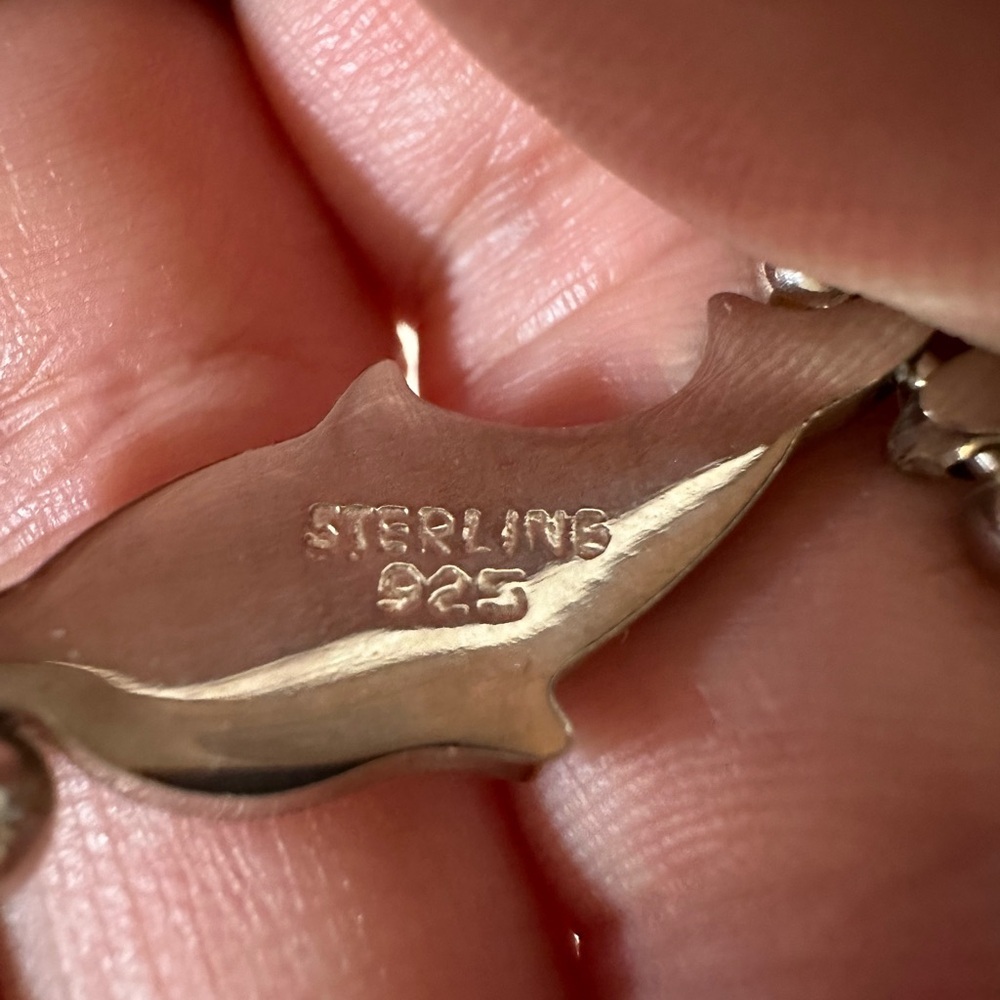 Heavy Solid Sterling Silver Dolphin Bracelet! Gre… - image 5